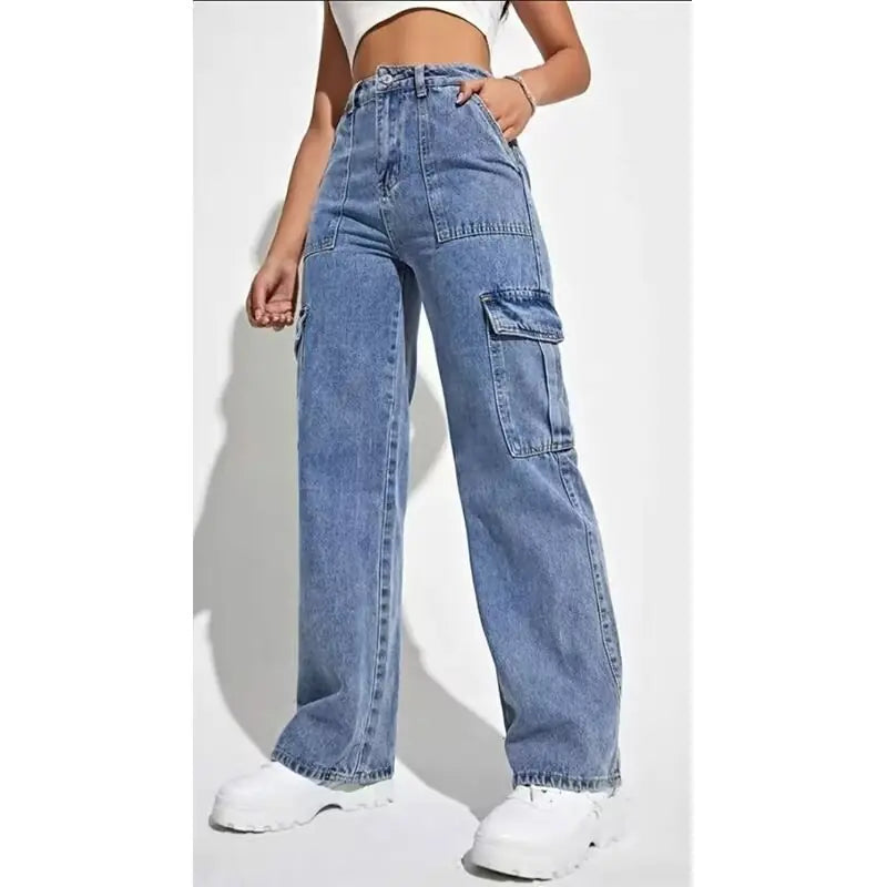 Cargo Jeans Women's Casual Wide-leg Pants